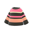 свитер в цветную полоску [Черный, коралловый, роз.] (Розовый/Черный)