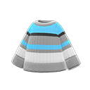 свитер в цветную полоску [Серый, белый, голубой] (Серый/Аквамариновый)