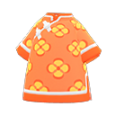 gebloemd zijden shirt [Oranje] (Oranje/Geel)