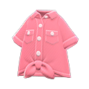 front-tie button-down shirt [Pink] (Pink/Pink)