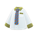 camisa con corbata [Corbata con rayas azules] (Blanco/Azul)