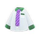 camisa con corbata [Corbata con rayas moradas] (Blanco/Púrpura)