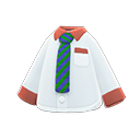 camisa con corbata [Corbata con rayas verdes] (Blanco/Verde)