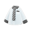 camisa con corbata [Corbata con rayas grises] (Blanco/Negro)