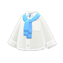 blouse met omgeslagen trui [Blauw] (Wit/Lichtblauw)