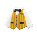 shirt with striped vest [Mustard] (Yellow/White)