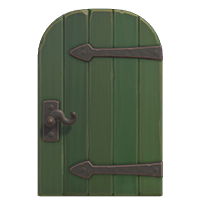 green metal-accent door
