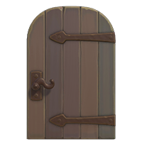 brown metal-accent door