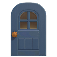 blue windowed door
