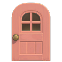 pink windowed door