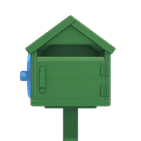 green wooden mailbox